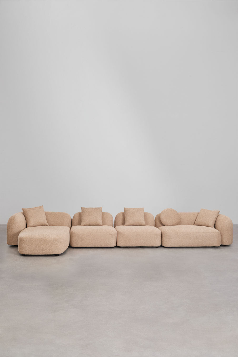 Canapé modulaire avec méridienne gauche 4 pièces en chenille Coco