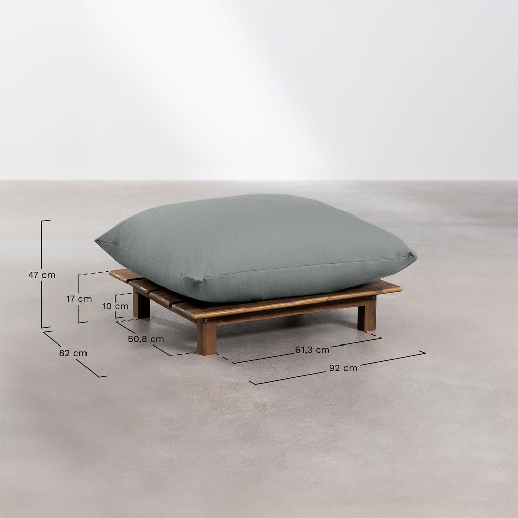 Canapé inclinable modulaire 3 pièces avec pouf en bois d'acacia Brina
