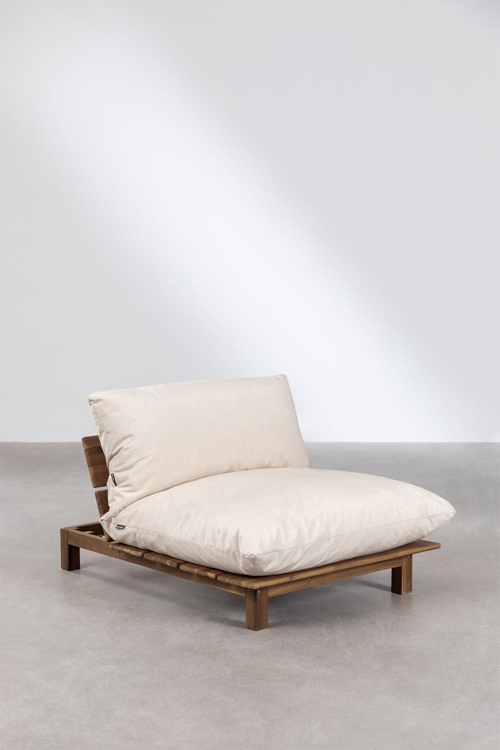Canapé inclinable modulaire 3 pièces avec pouf en bois d'acacia Brina