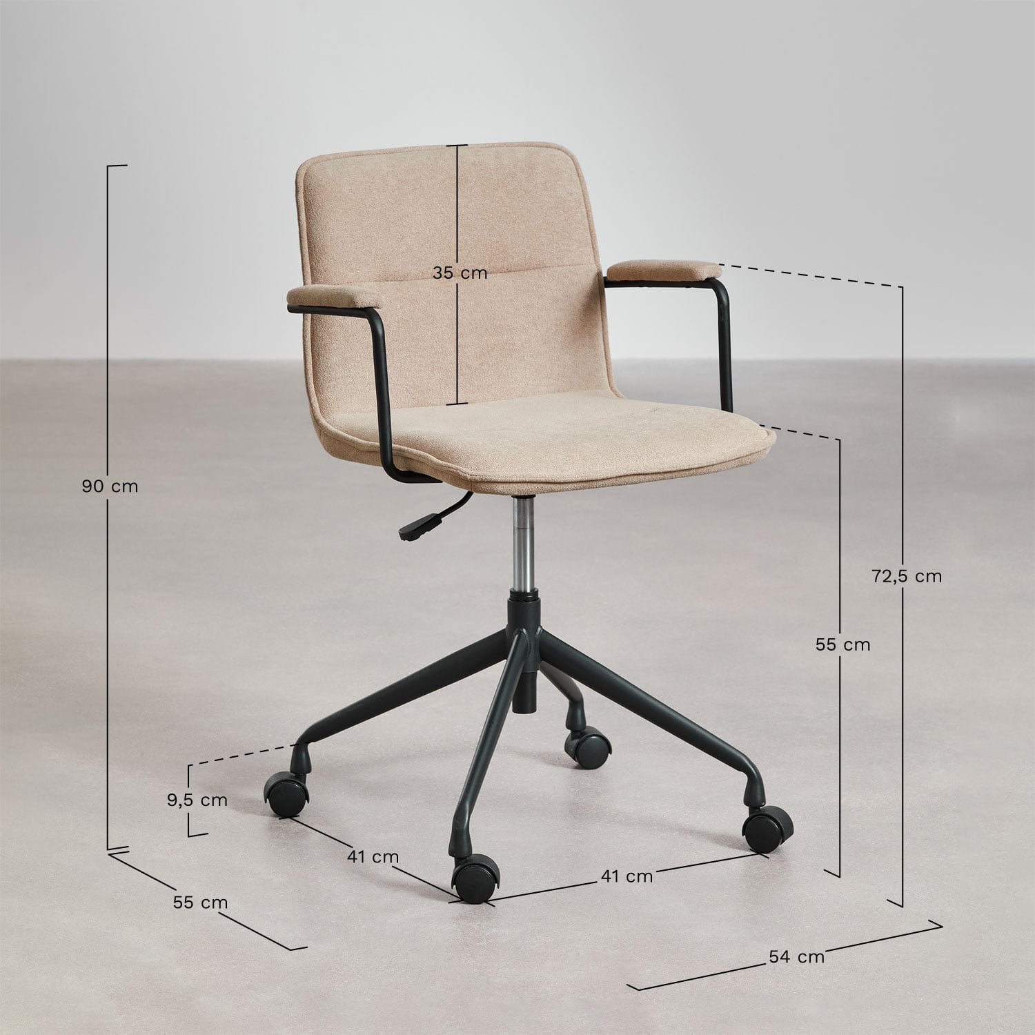 Chaise de bureau avec roulettes et accoudoirs Seifert