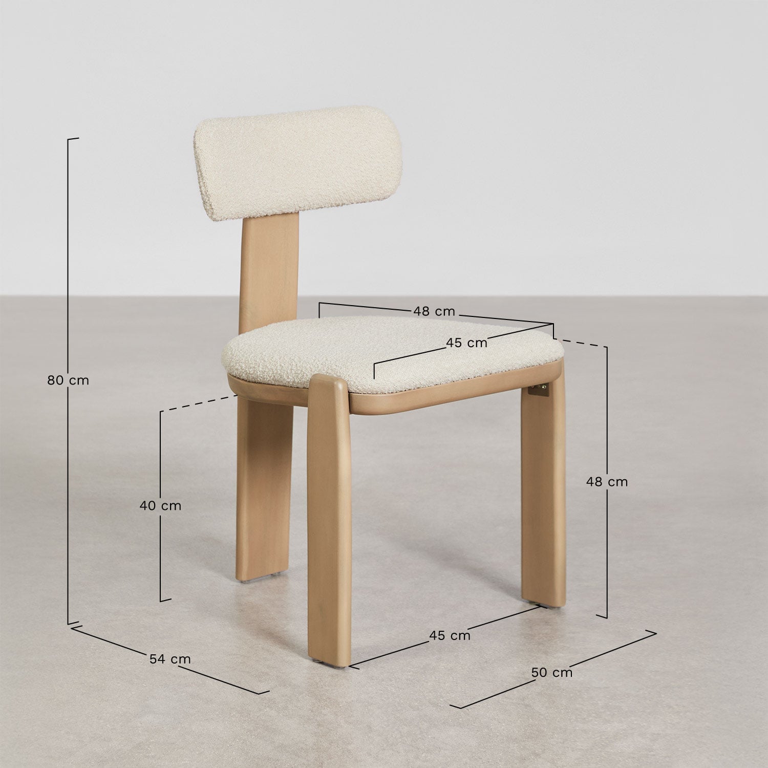 Chaise de jardin en bois d'acacia et revêtue de tissu bouclé Malta