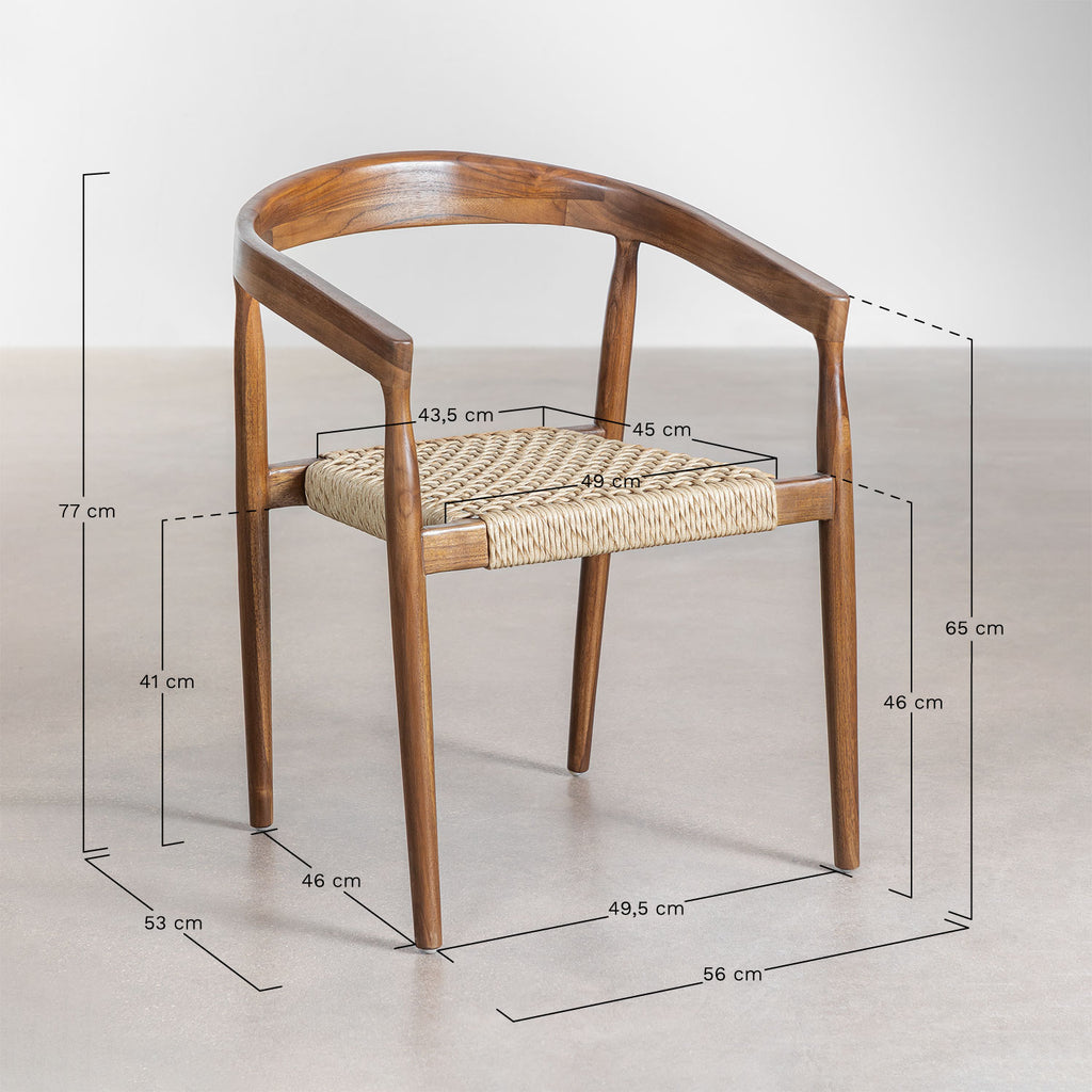Chaise de jardin avec accoudoirs en bois de teck Visby