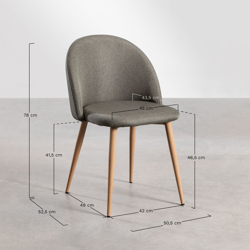 Chaise de salle à manger rembourrée et en acier Kana