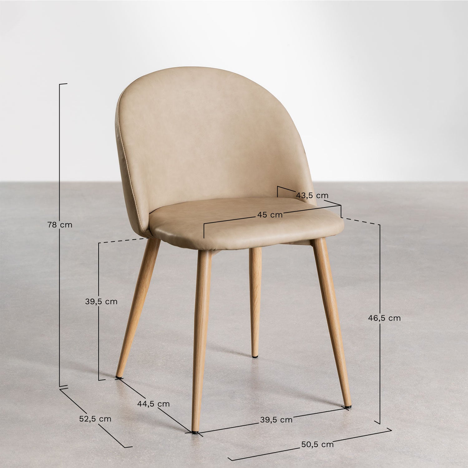 Chaise de salle à manger rembourrée en similicuir Kana