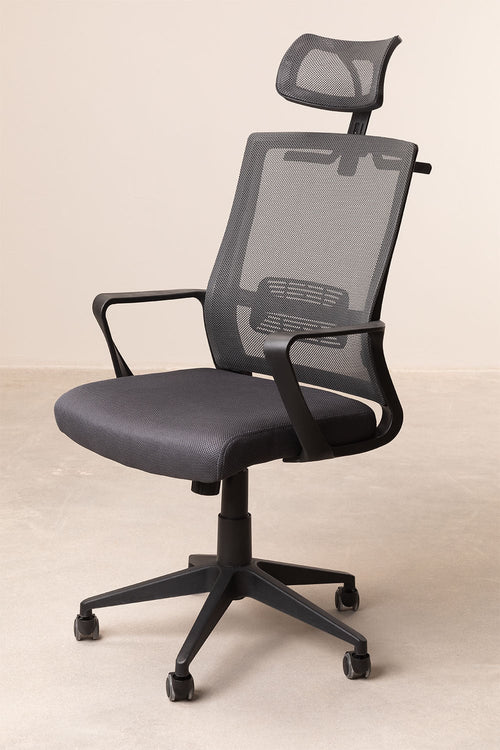 Chaise de bureau à roulettes avec appuie-tête en polypropylène Teill Black