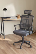 Chaise de bureau à roulettes avec appuie-tête en polypropylène Teill Black