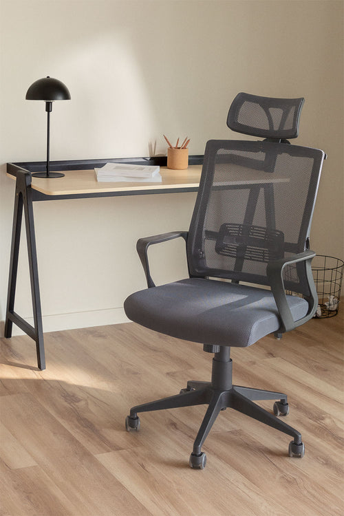 Chaise de bureau à roulettes avec appuie-tête en polypropylène Teill Black