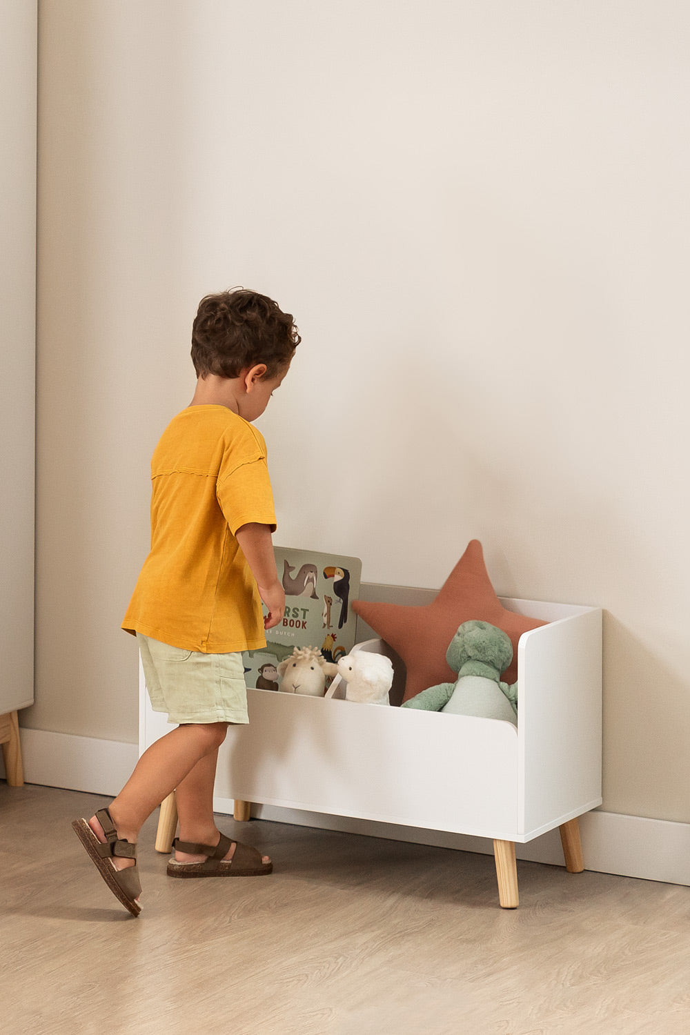 Coffre à jouets en MDF et bois de pin Tom Kids