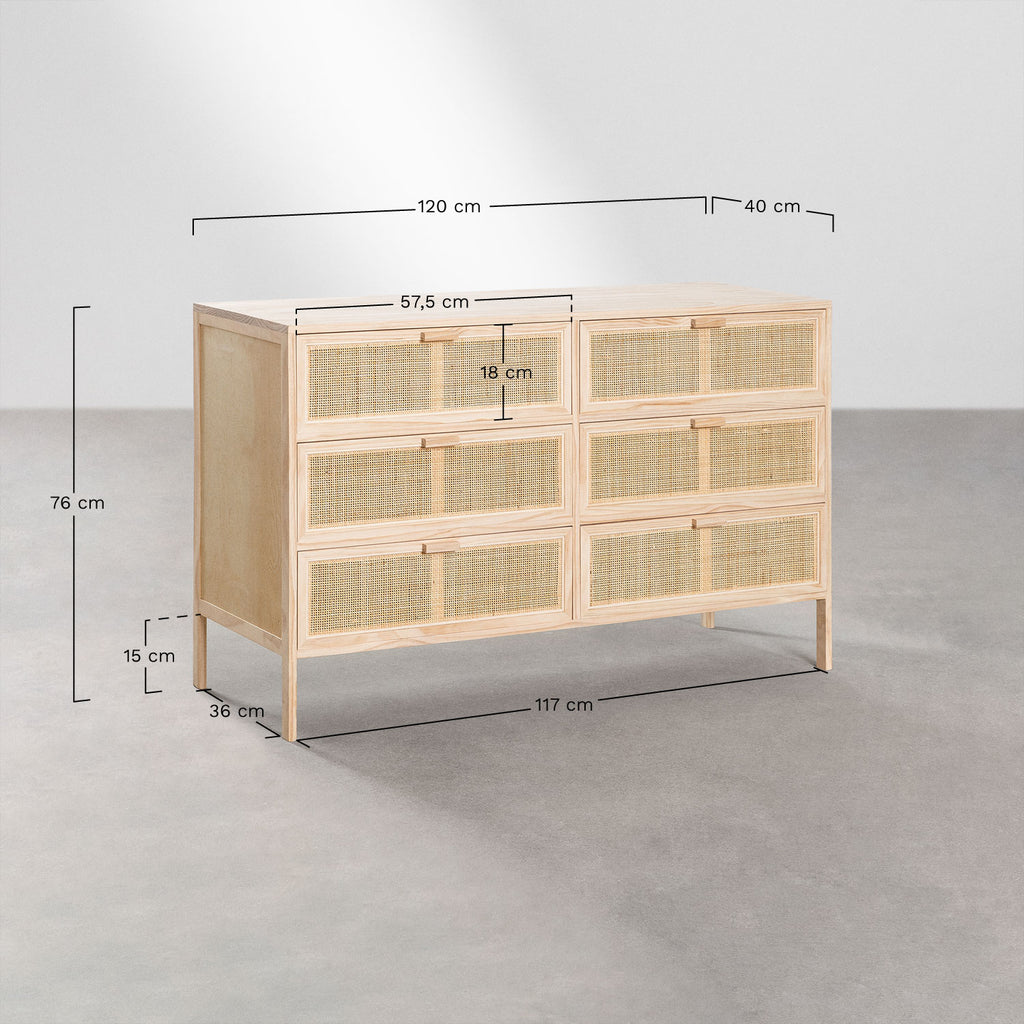 Commode en rotin et bois Reyna Natural Kids