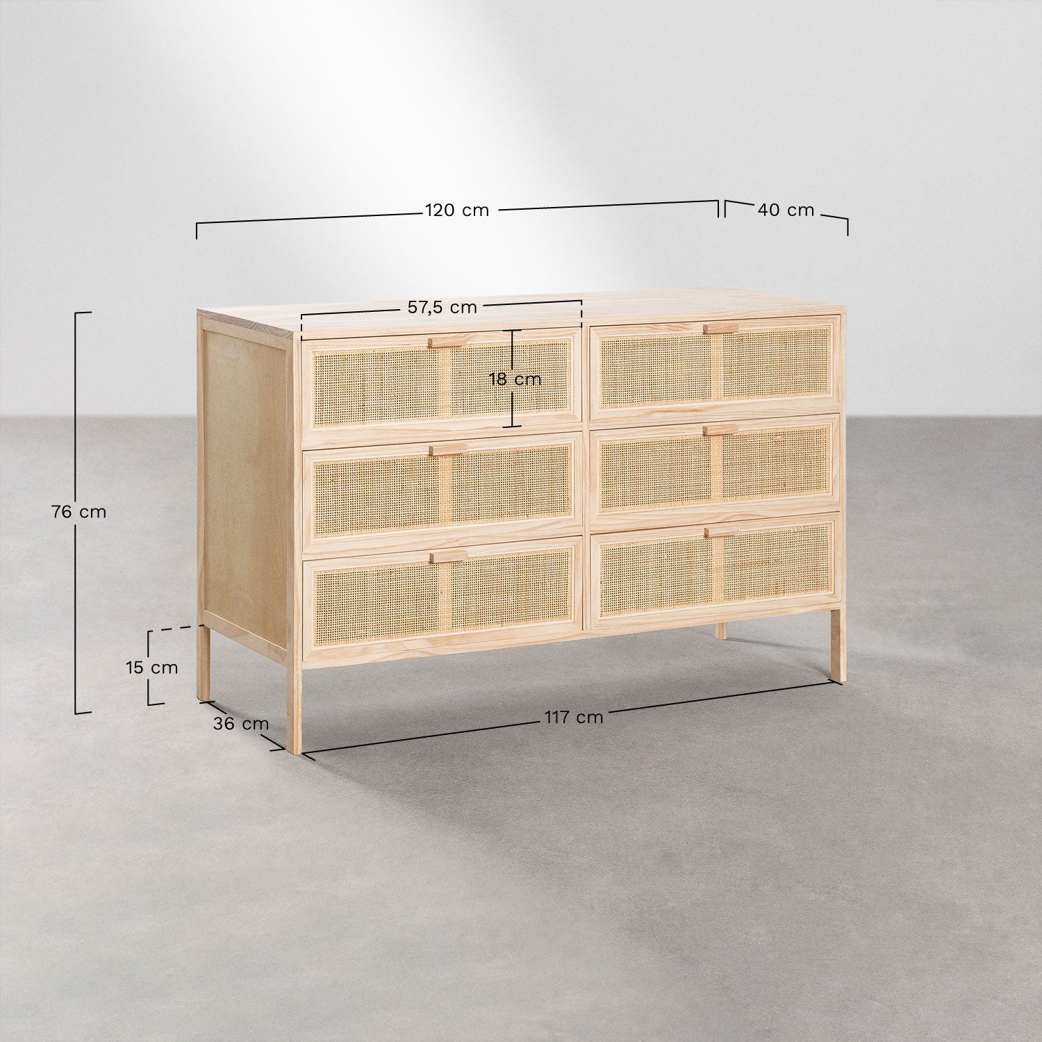 Commode en rotin et bois Reyna Natural Kids