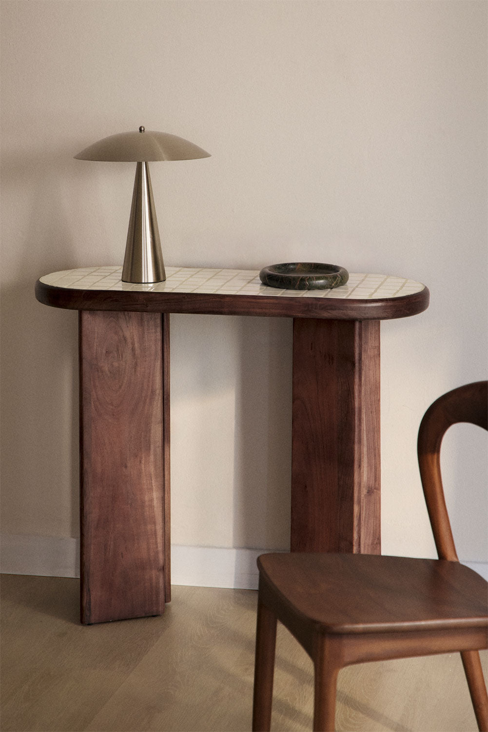 Console d'entrée 100x40 cm en bois d'acacia et carreaux Aitana