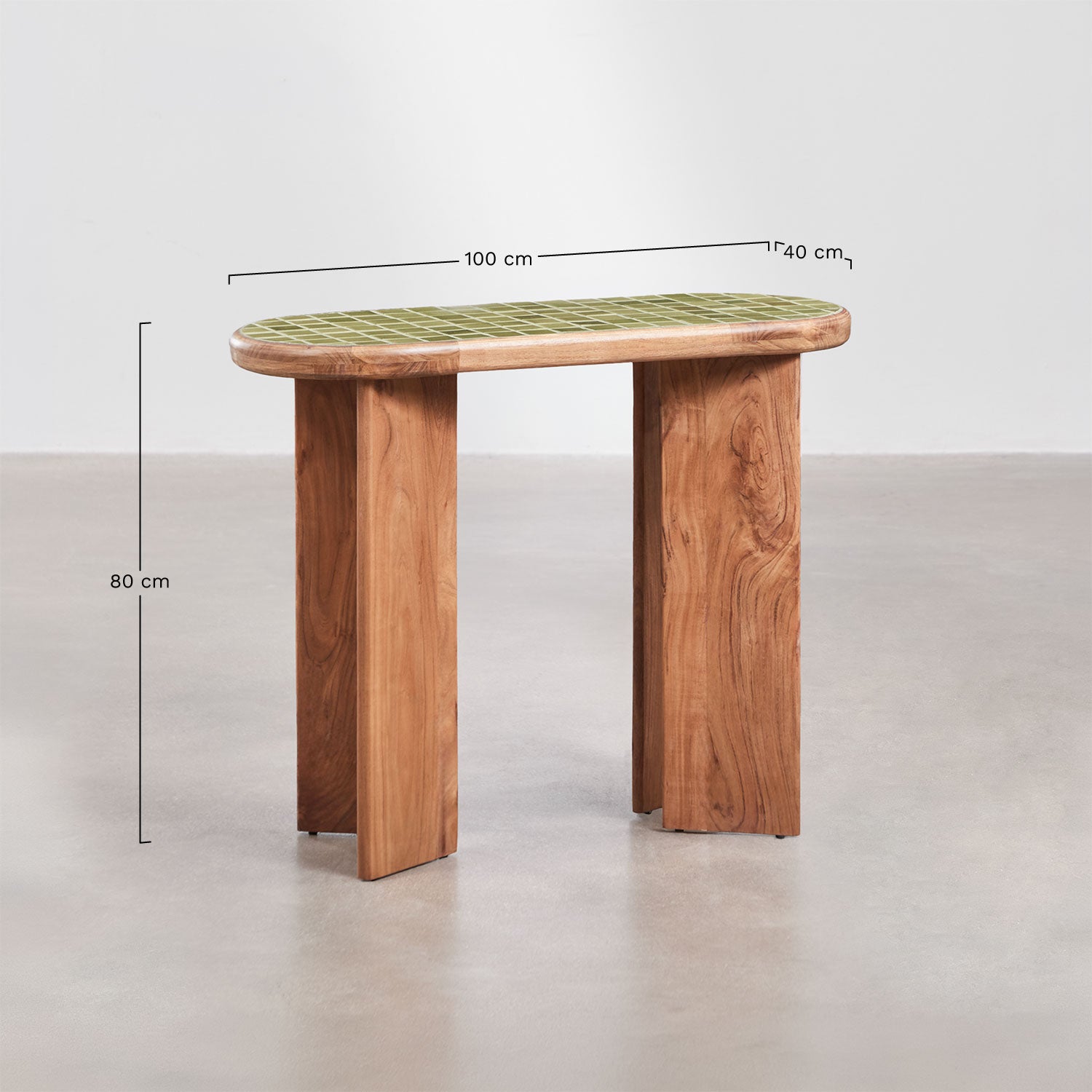 Console d'entrée 100x40 cm en bois d'acacia et carreaux Aitana