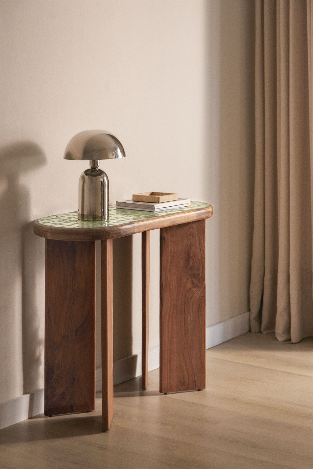 Console d'entrée 100x40 cm en bois d'acacia et carreaux Aitana