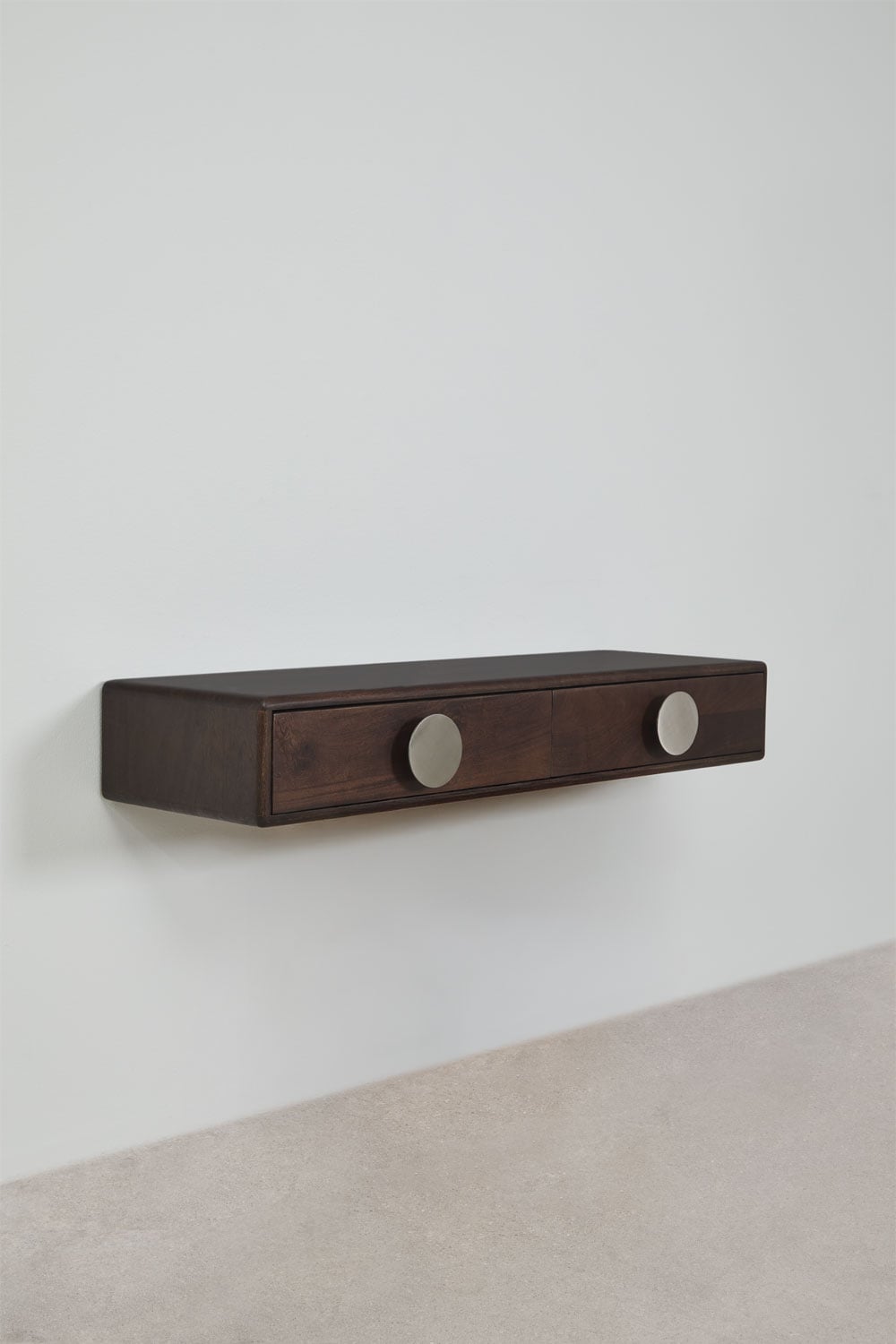 Console d'entrée murale 100x30 cm en bois de manguier et acier inoxydable Melisand
