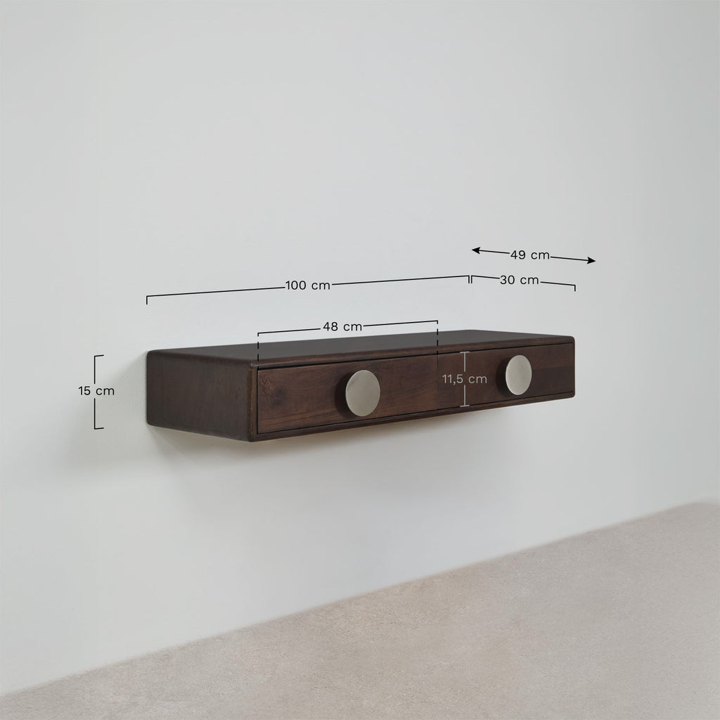 Console d'entrée murale 100x30 cm en bois de manguier et acier inoxydable Melisand