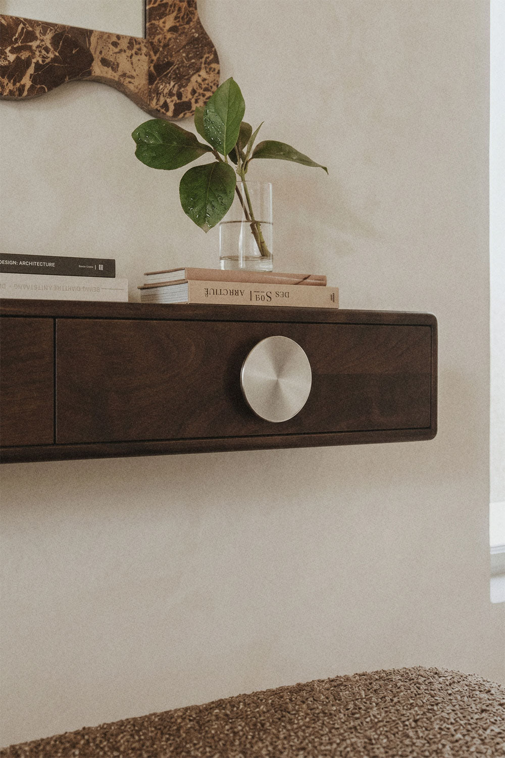 Console d'entrée murale 100x30 cm en bois de manguier et acier inoxydable Melisand