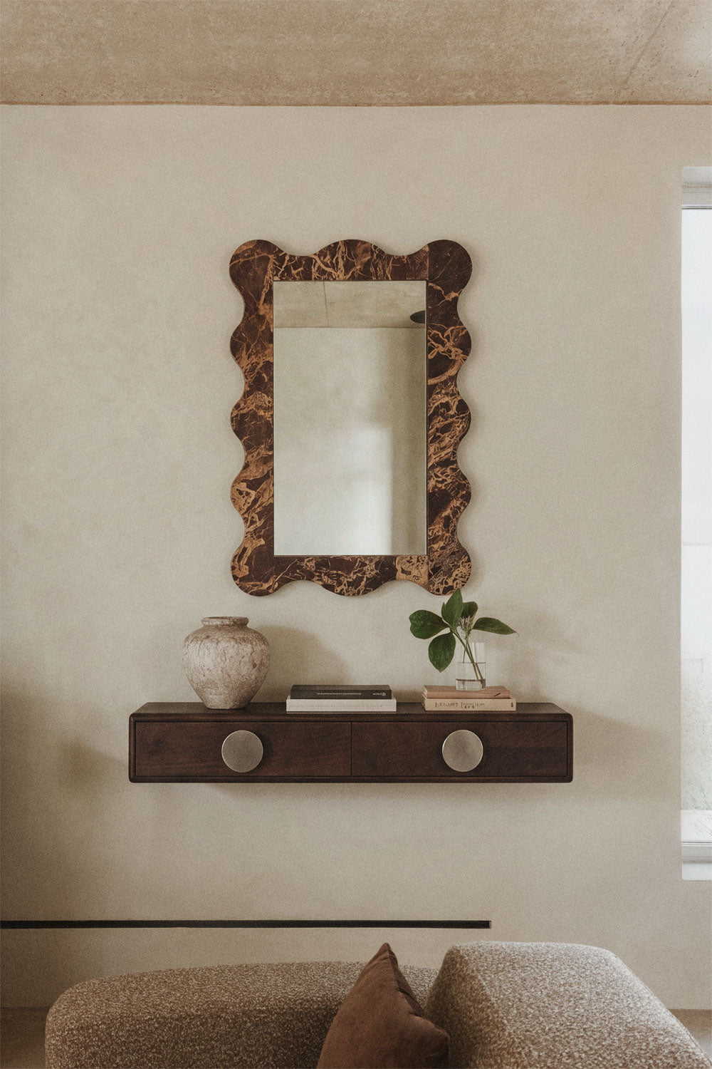 Console d'entrée murale 100x30 cm en bois de manguier et acier inoxydable Melisand