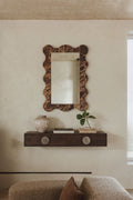 Console d'entrée murale 100x30 cm en bois de manguier et acier inoxydable Melisand