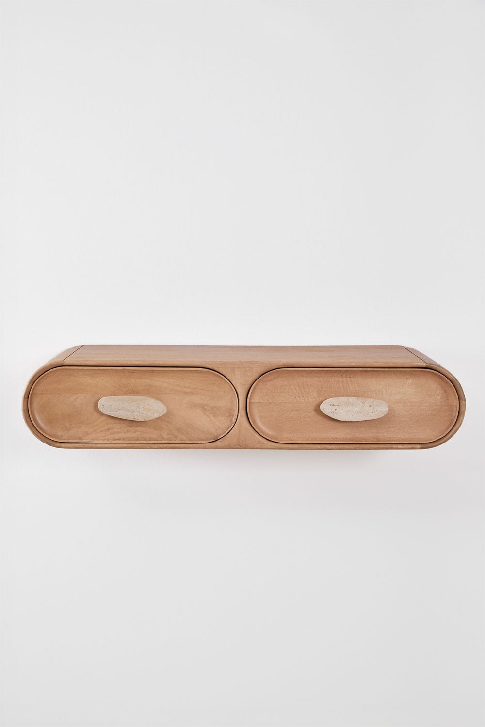 Console d'entrée murale 100x40 cm en bois de manguier et pierre naturelle Kivalina