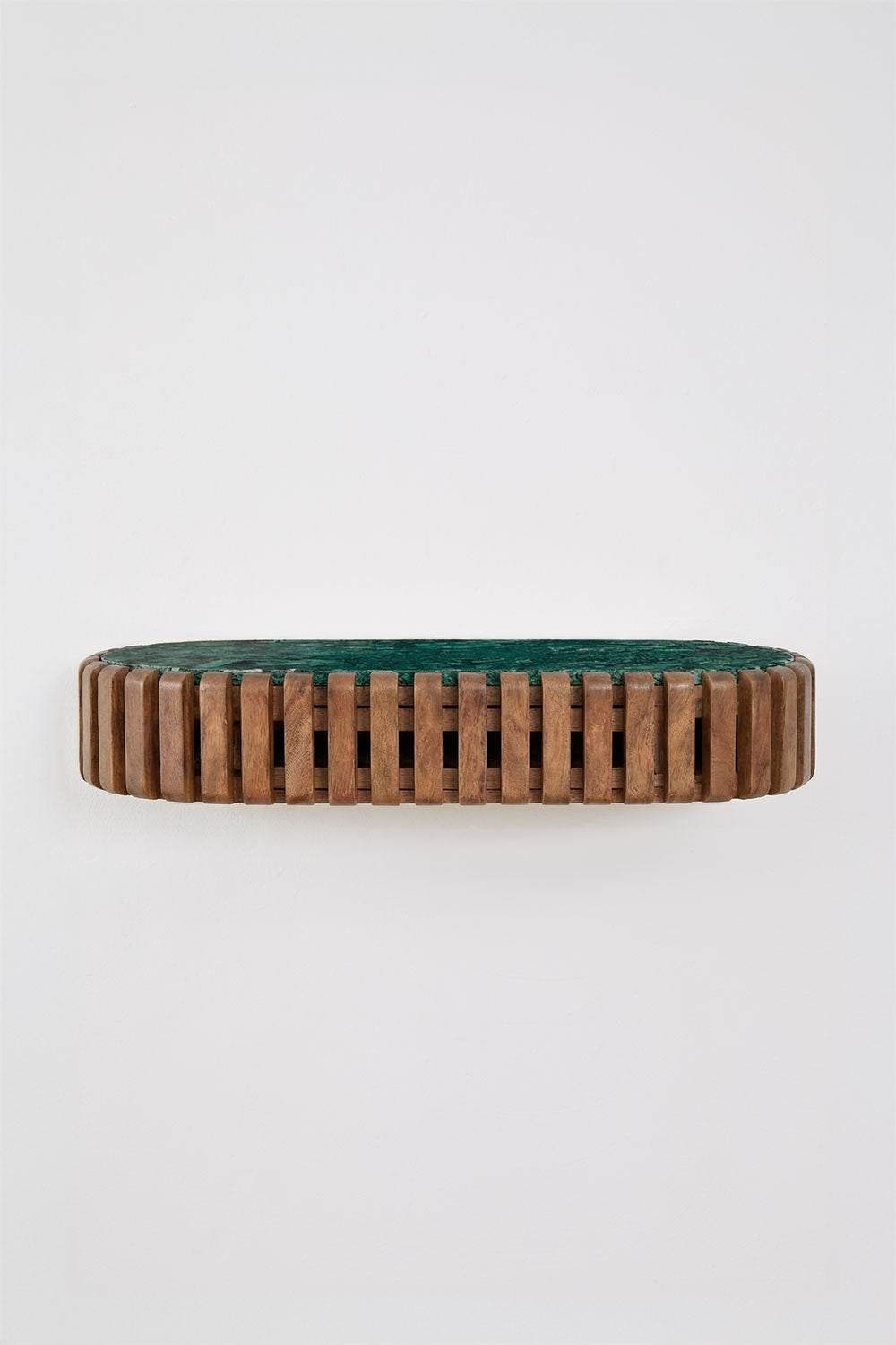 Console d'entrée murale 90x40 cm en bois de manguier et pierre naturelle Bytum