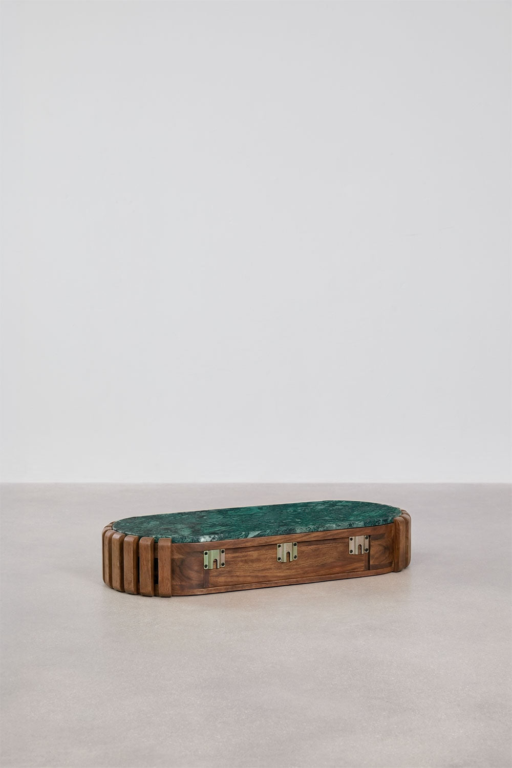 Console d'entrée murale 90x40 cm en bois de manguier et pierre naturelle Bytum