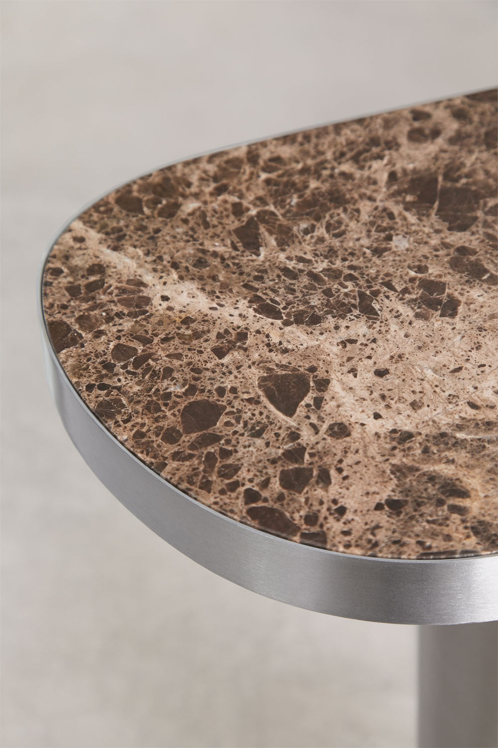 Console d'entrée ovale 120x40 cm en pierre naturelle et acier inoxydable Fertrix