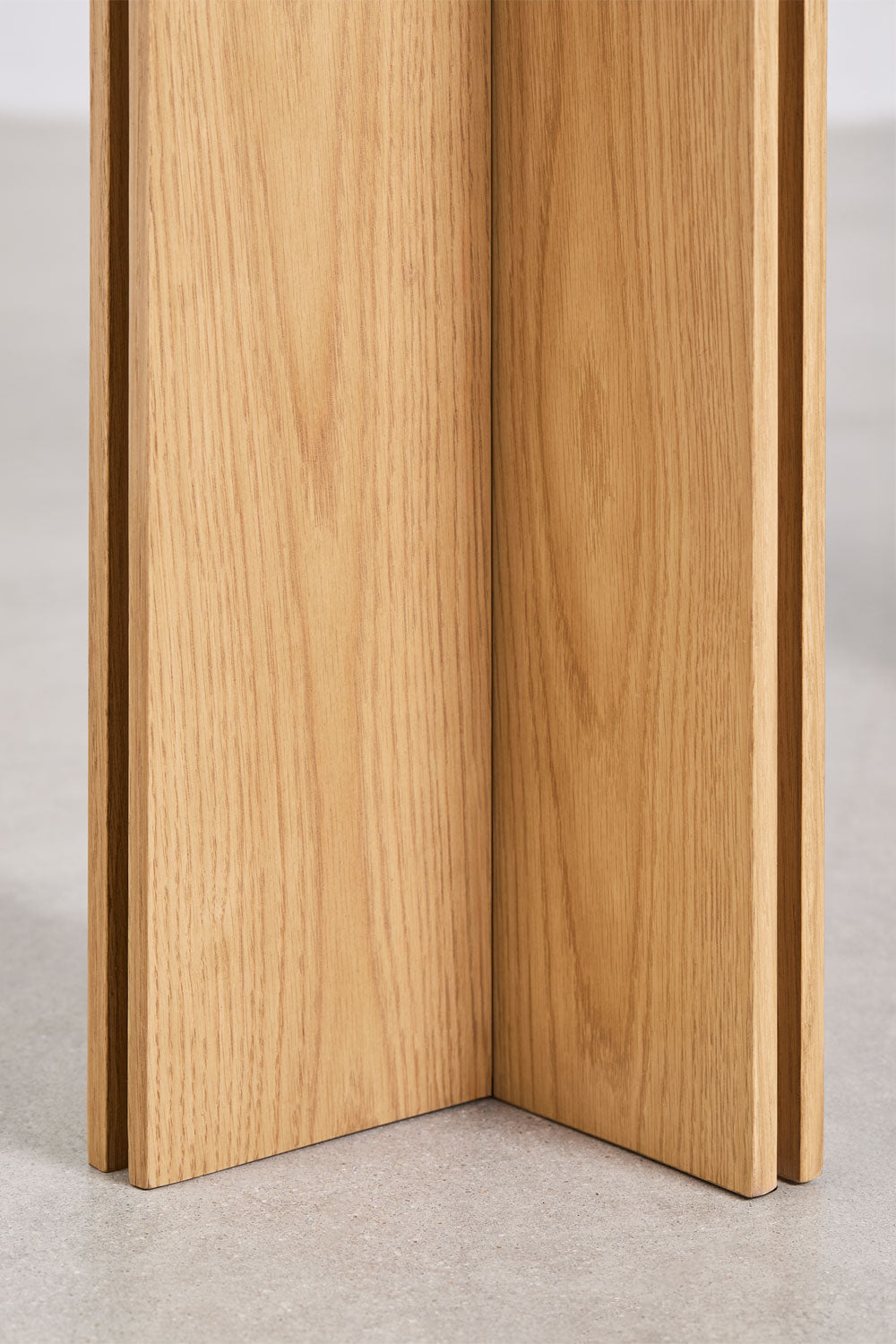 Console d'entrée ovale 120x40 cm en placage chêne et acier inoxydable Lindina