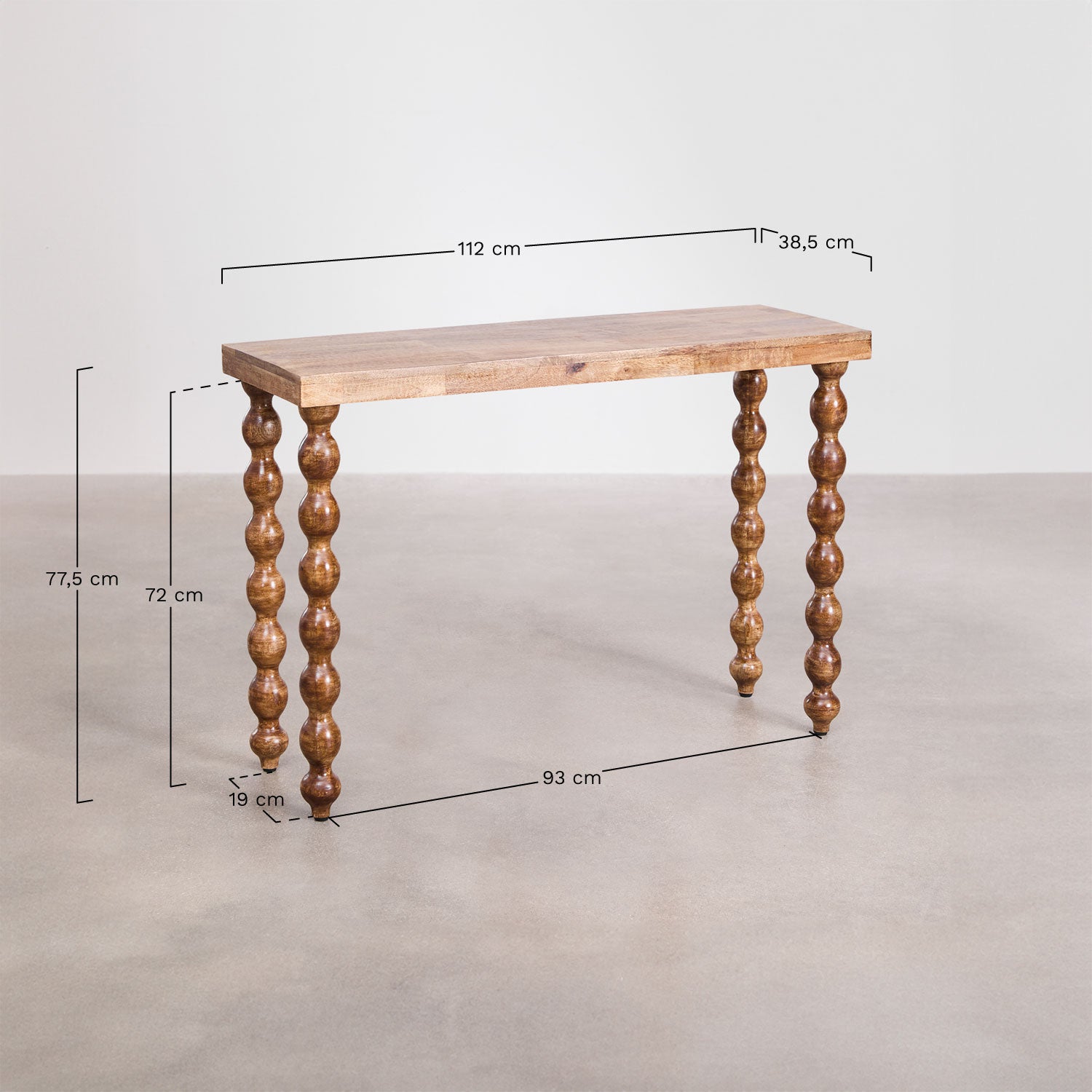 Console d'entrée 115x40 cm en bois de manguier Tessaia