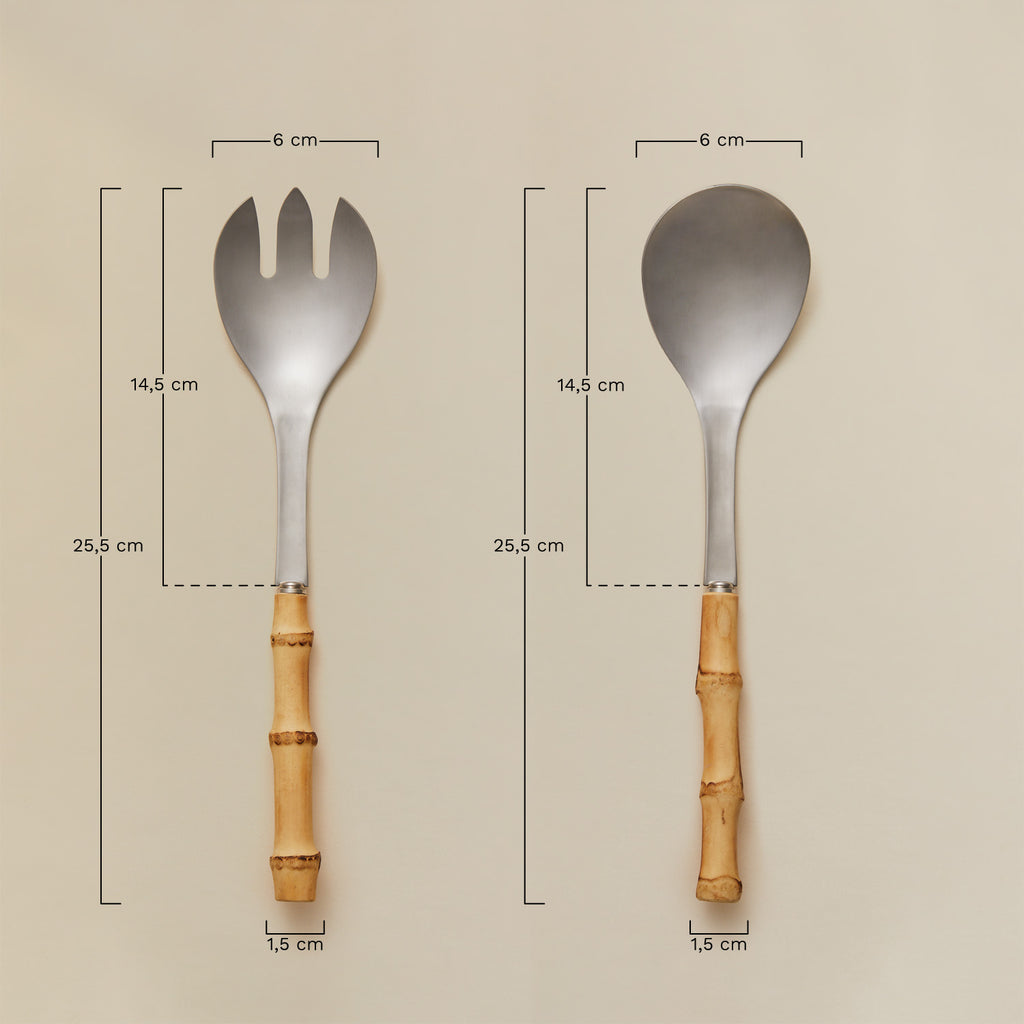 Set de 2 couverts à salade en acier inoxydable et bambou Visola