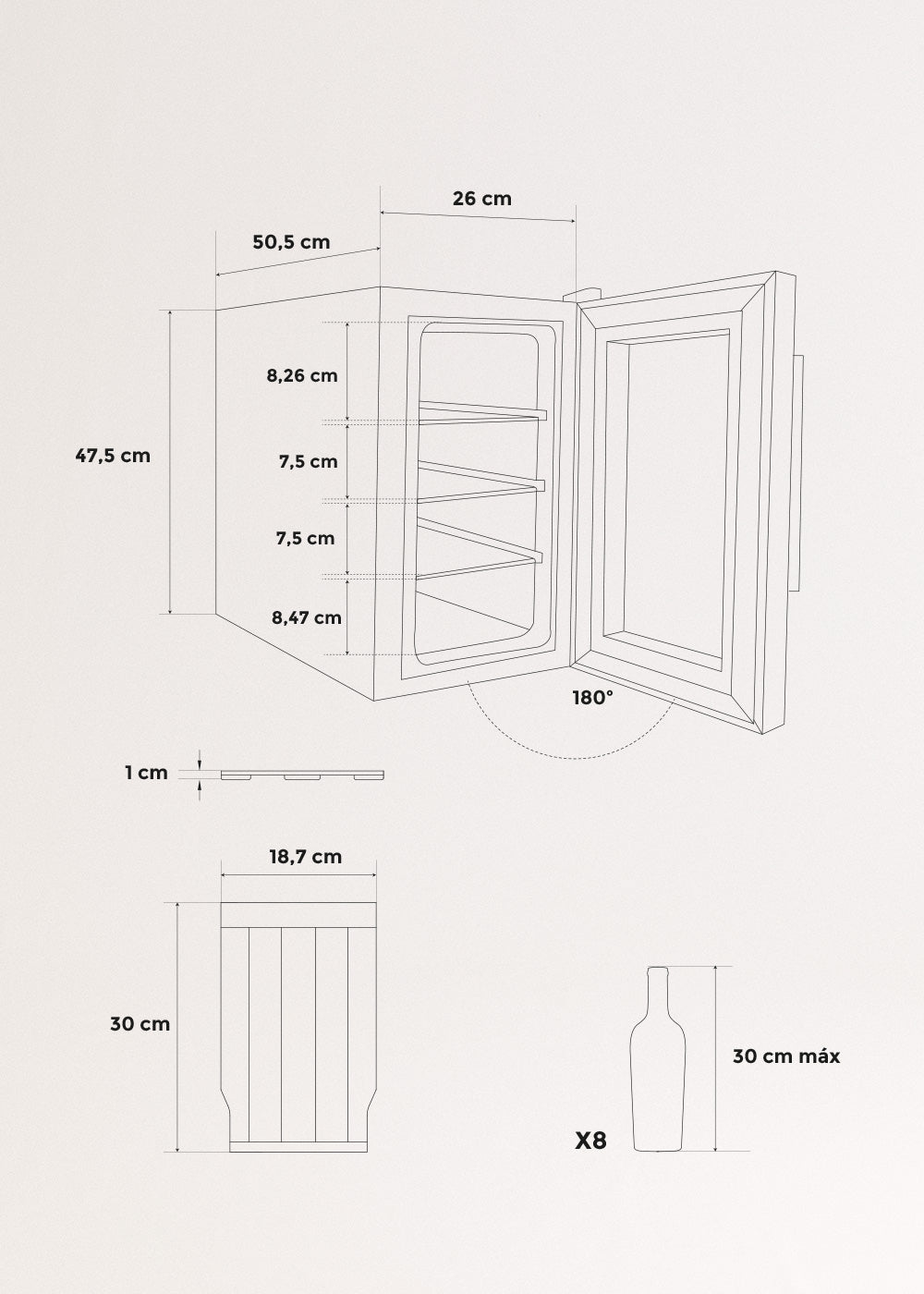 CREATE - WINECOOLER WOOD S - Cave à vin de 8 bouteilles