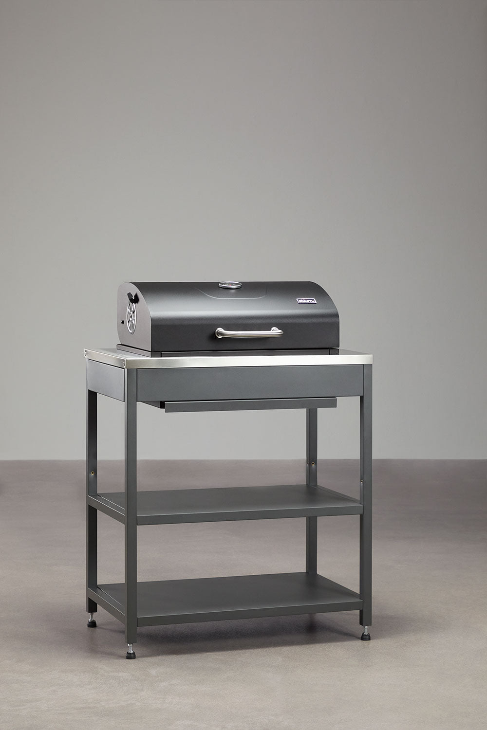 Cuisine modulaire d'extérieur 3 pièces avec évier, rangement et barbecue au charbon en acier Savona
