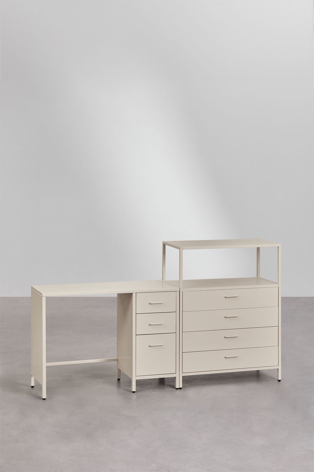 Ensemble de bureau avec tiroirs et caisson en acier Janine