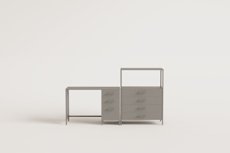 Ensemble de bureau avec tiroirs et caisson en acier Janine