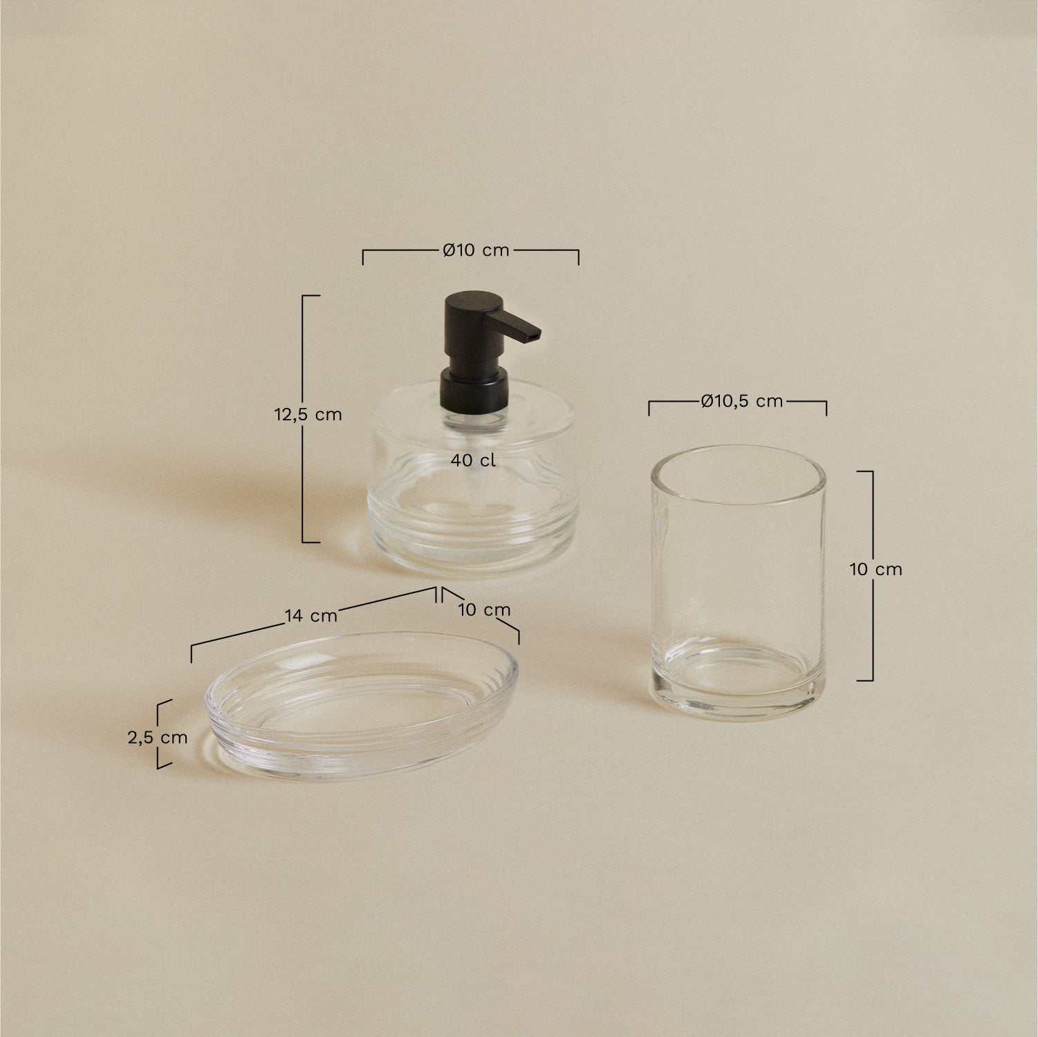 Set de salle de bain en verre Ituer