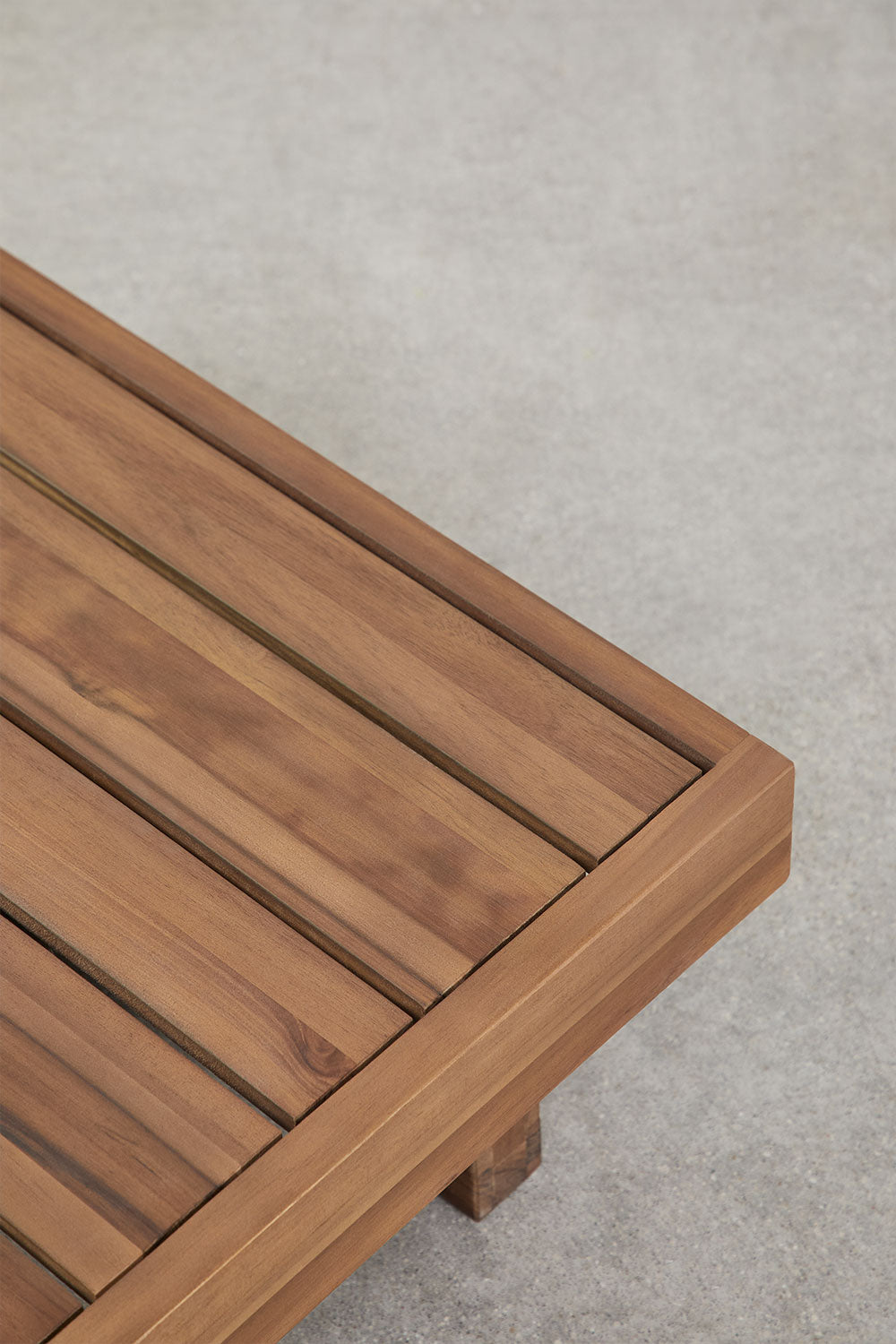 Ensemble de salon avec canapé modulable 3 pièces avec 2 fauteuils d'angle, table basse et pouf en bois d'acacia Dailin