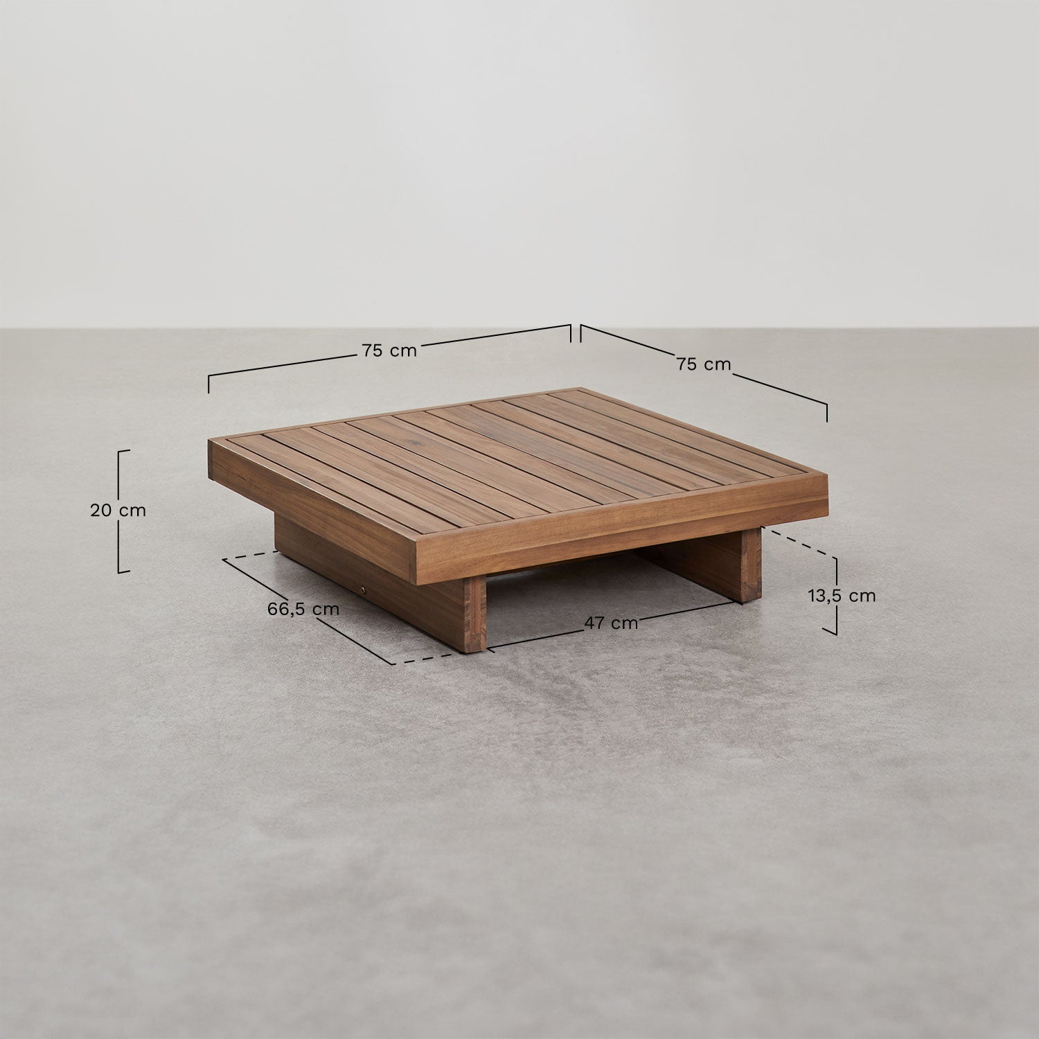 Ensemble de salon avec canapé modulable 3 pièces avec 2 fauteuils d'angle, table basse et pouf en bois d'acacia Dailin