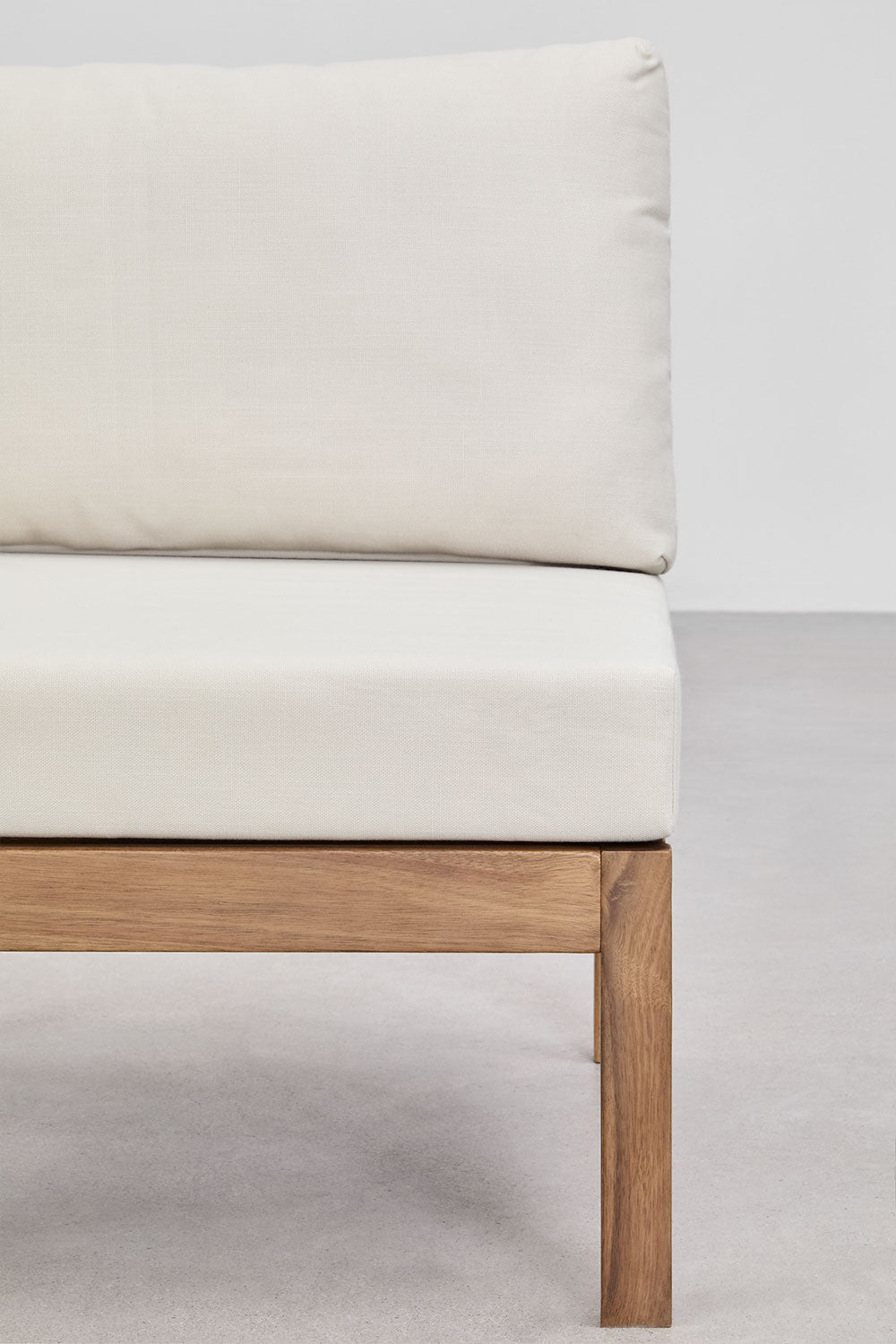 Ensemble de salon avec canapé modulaire 3 pièces avec accoudoirs et table basse en bois d'acacia Branson