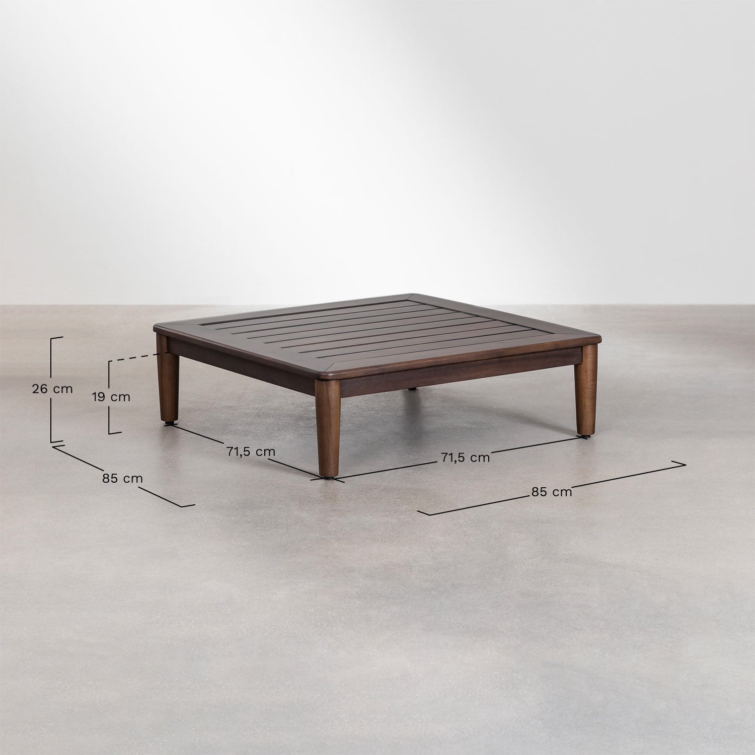 Ensemble de salon avec canapé modulaire 3 pièces et table basse en acacia Giulia