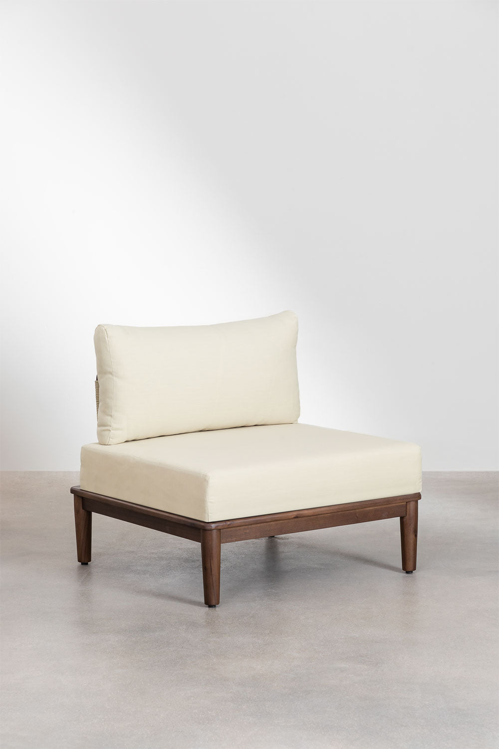 Ensemble de salon avec canapé modulaire 3 pièces et table basse en acacia Giulia