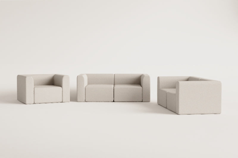 Ensemble de salon avec 2 canapés modulaires de 2 pièces et fauteuil Fogler