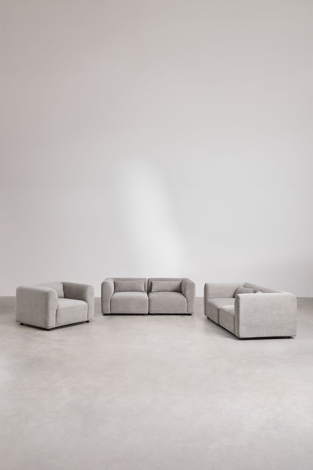Ensemble de salon avec 2 canapés modulaires de 2 pièces et fauteuil Fogler