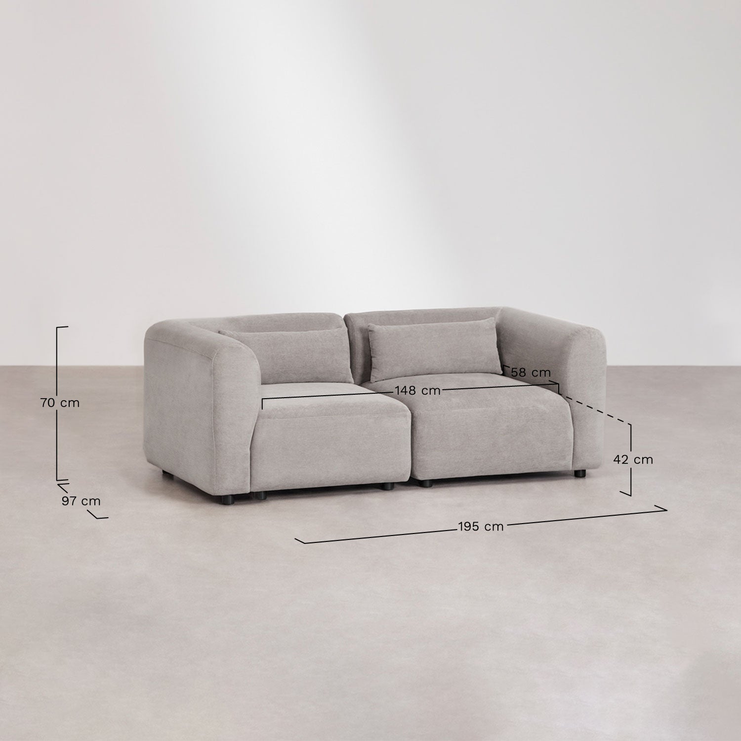 Ensemble de salon avec 2 canapés modulaires de 2 pièces et fauteuil Fogler