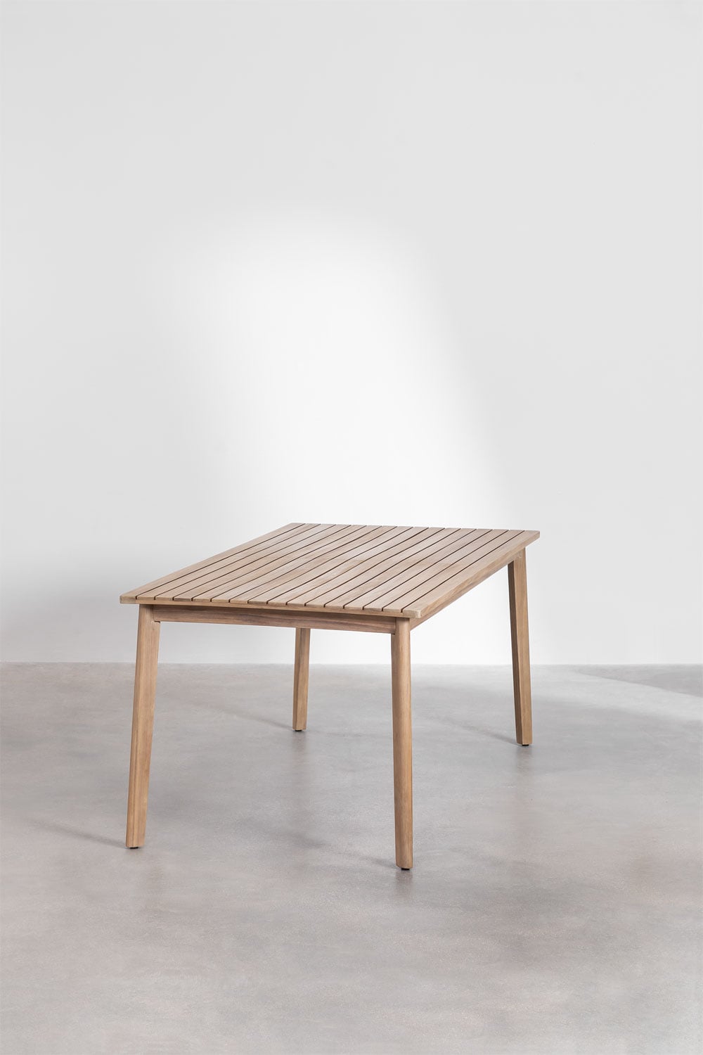 Set de table rectangulaire 220x100 cm en bois d'acacia Kaela et 8 chaises de jardin en bois d'acacia Uleno