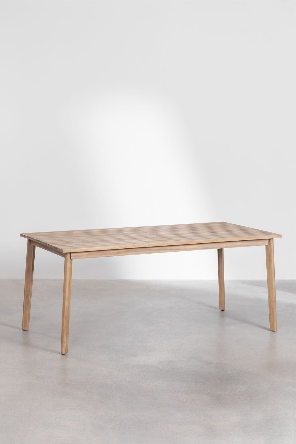 Set de table rectangulaire 220x100 cm en bois d'acacia Kaela et 8 chaises de jardin en bois d'acacia Uleno