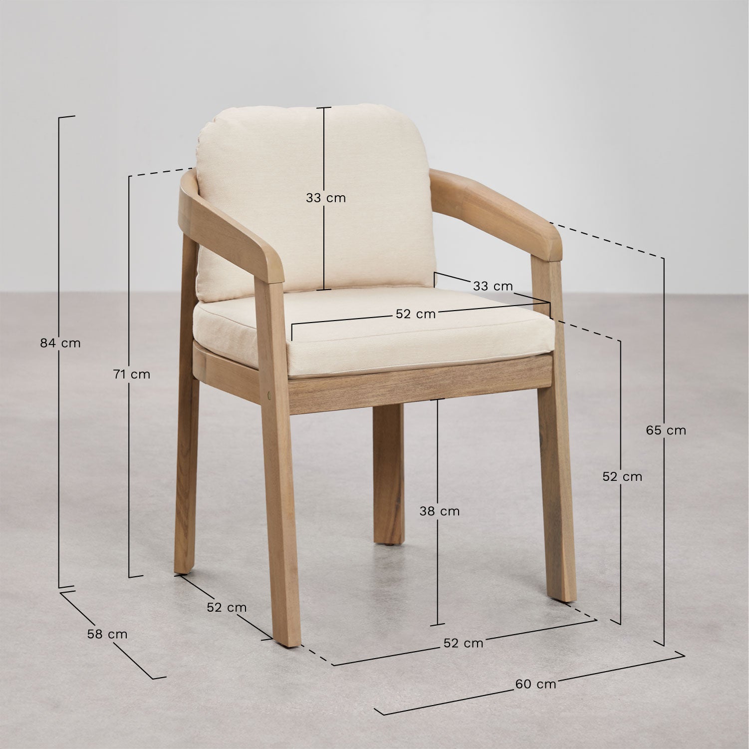 Set de table rectangulaire 220x100 cm en bois d'acacia Kaela et 8 chaises de jardin en bois d'acacia Uleno