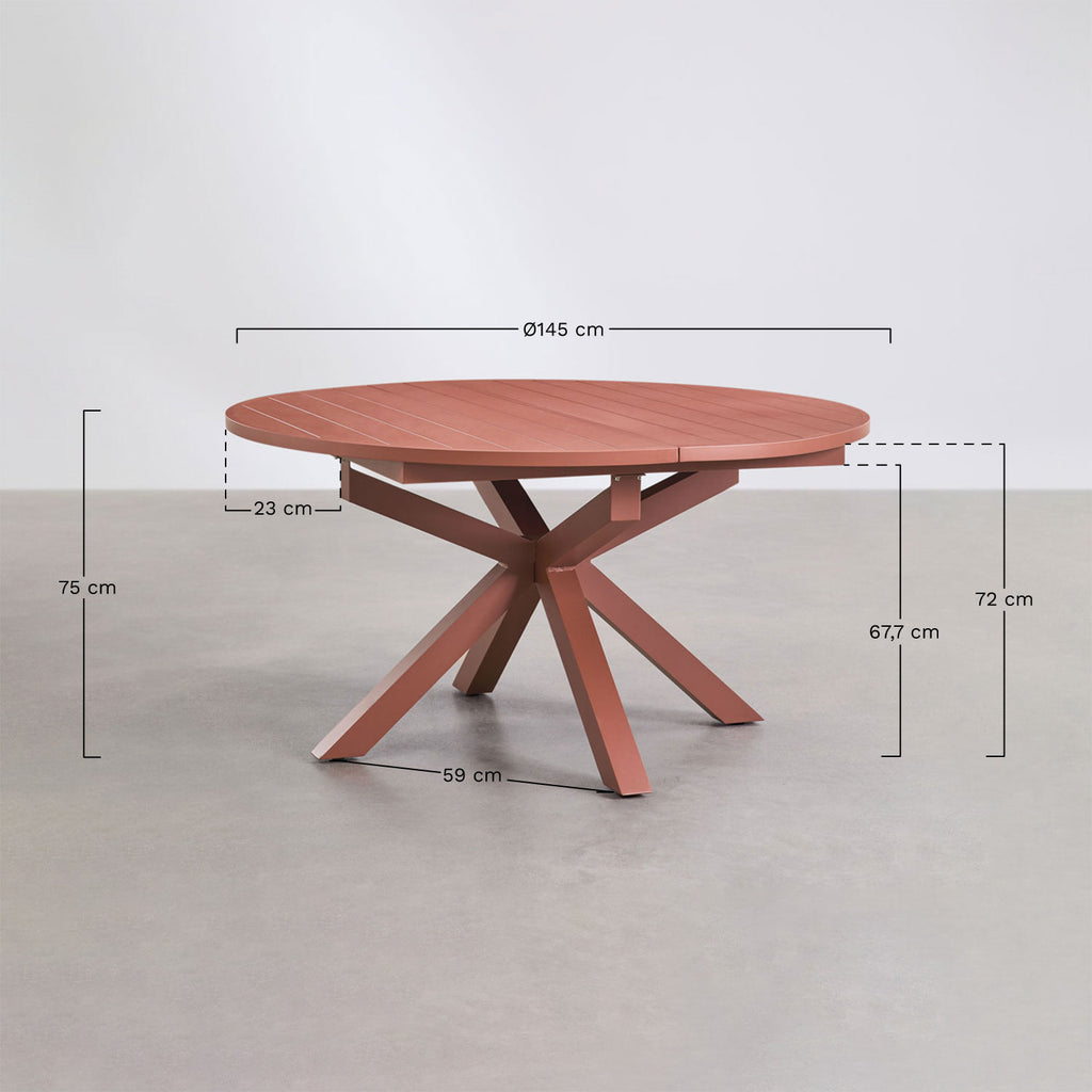 Set de table extensible 145-200x145 cm en aluminium Barces et 10 chaises de salle à manger empilables avec accoudoirs Ivor