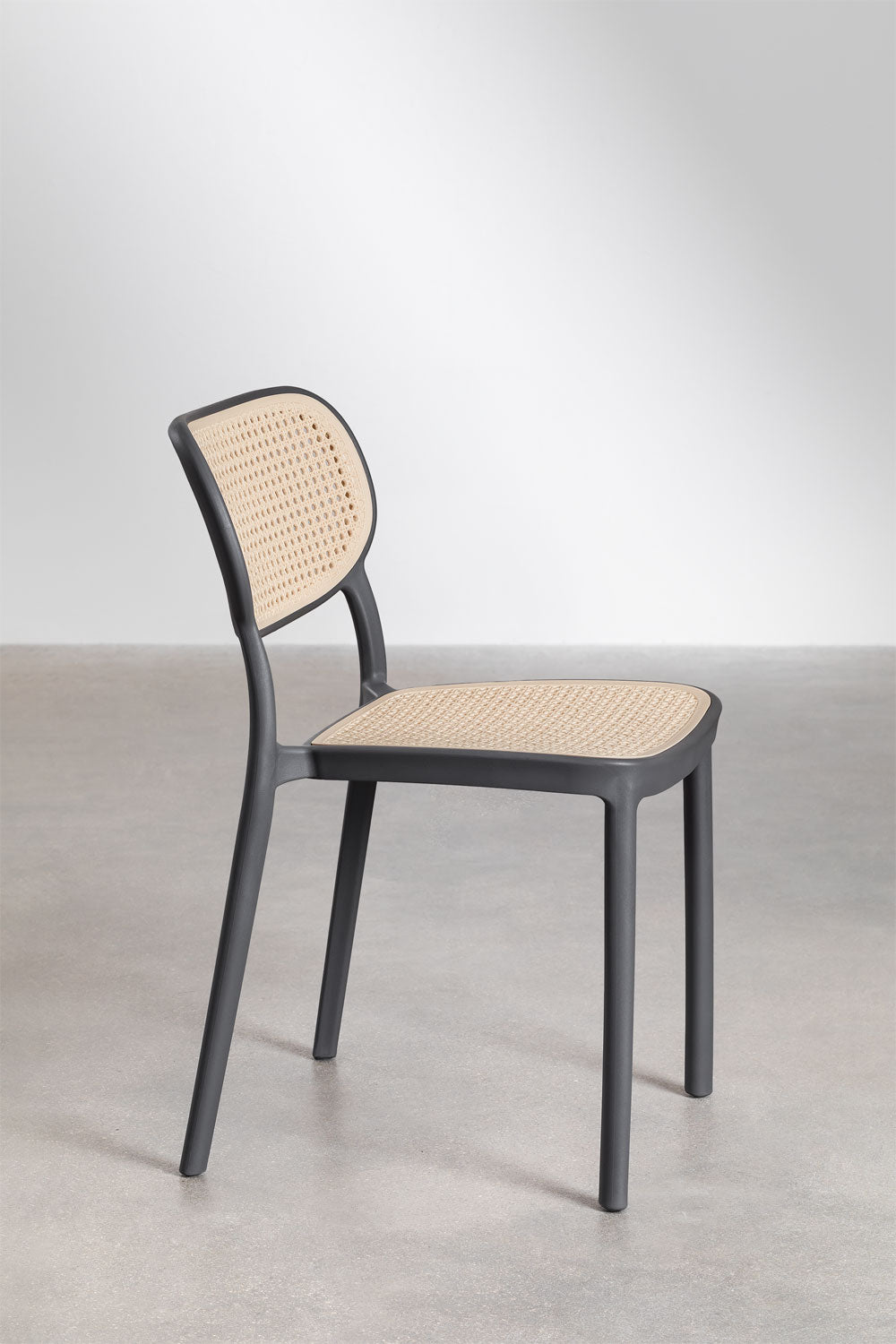 Ensemble de table rectangulaire 180x100 cm Arnadine et 6 chaises de salle à manger empilables en polypropylène Omara