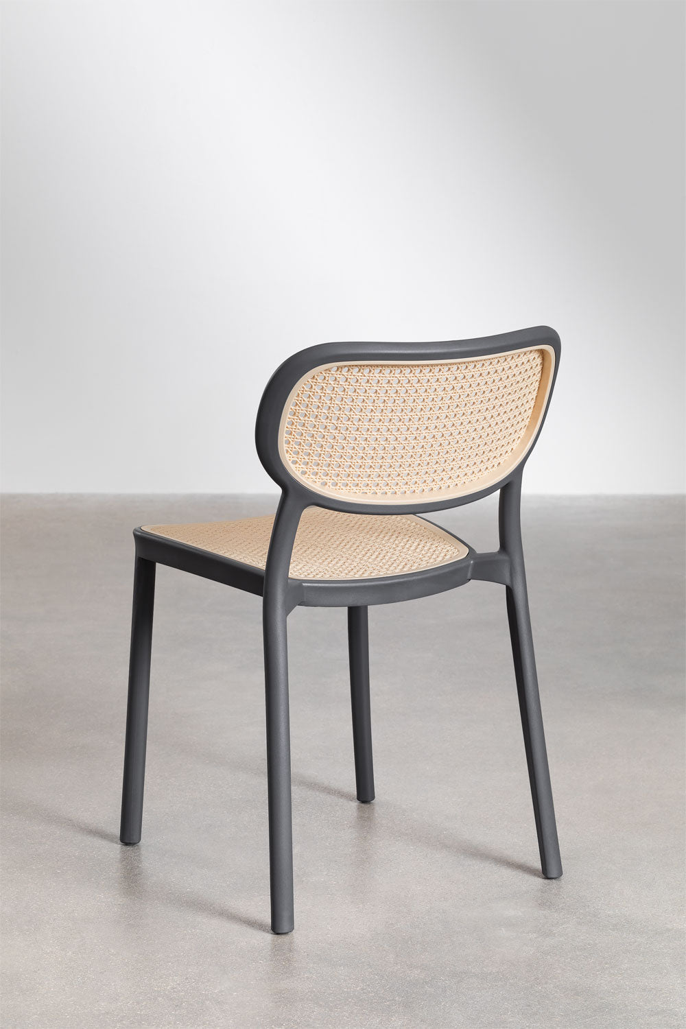 Ensemble de table rectangulaire 180x100 cm Arnadine et 6 chaises de salle à manger empilables en polypropylène Omara