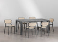 Ensemble de table rectangulaire 180x100 cm Arnadine et 6 chaises de salle à manger empilables en polypropylène Omara