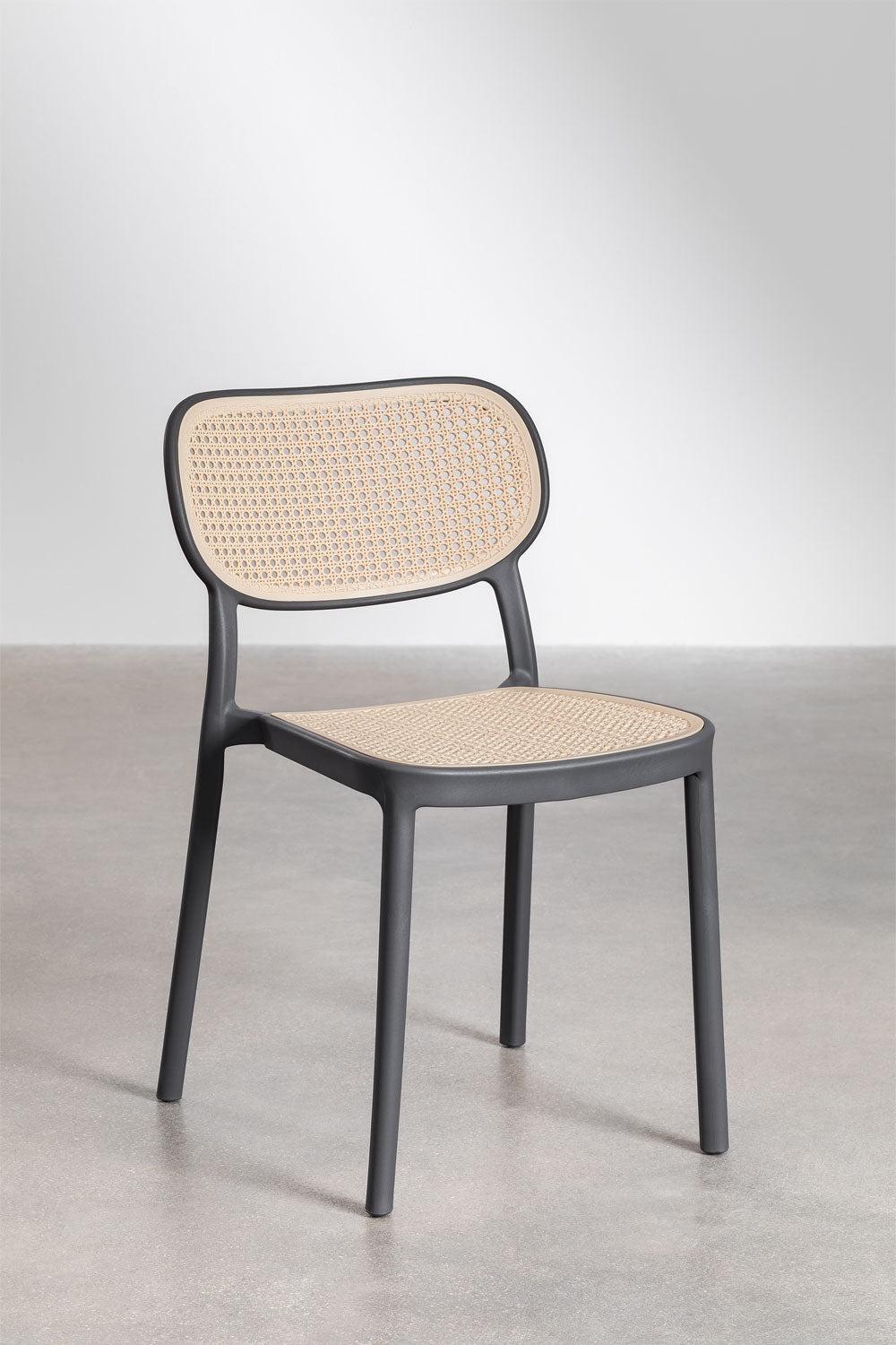 Ensemble de table rectangulaire 180x100 cm Arnadine et 6 chaises de salle à manger empilables en polypropylène Omara
